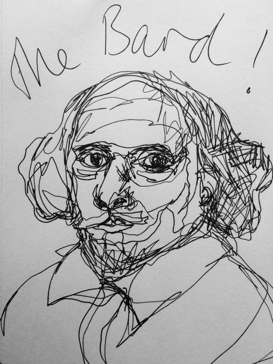 Continuous line drawing of Shakespeare